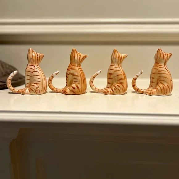 Vintage Bone China Orange Tabby Cat Napkin Rings - Picture 4 of 9